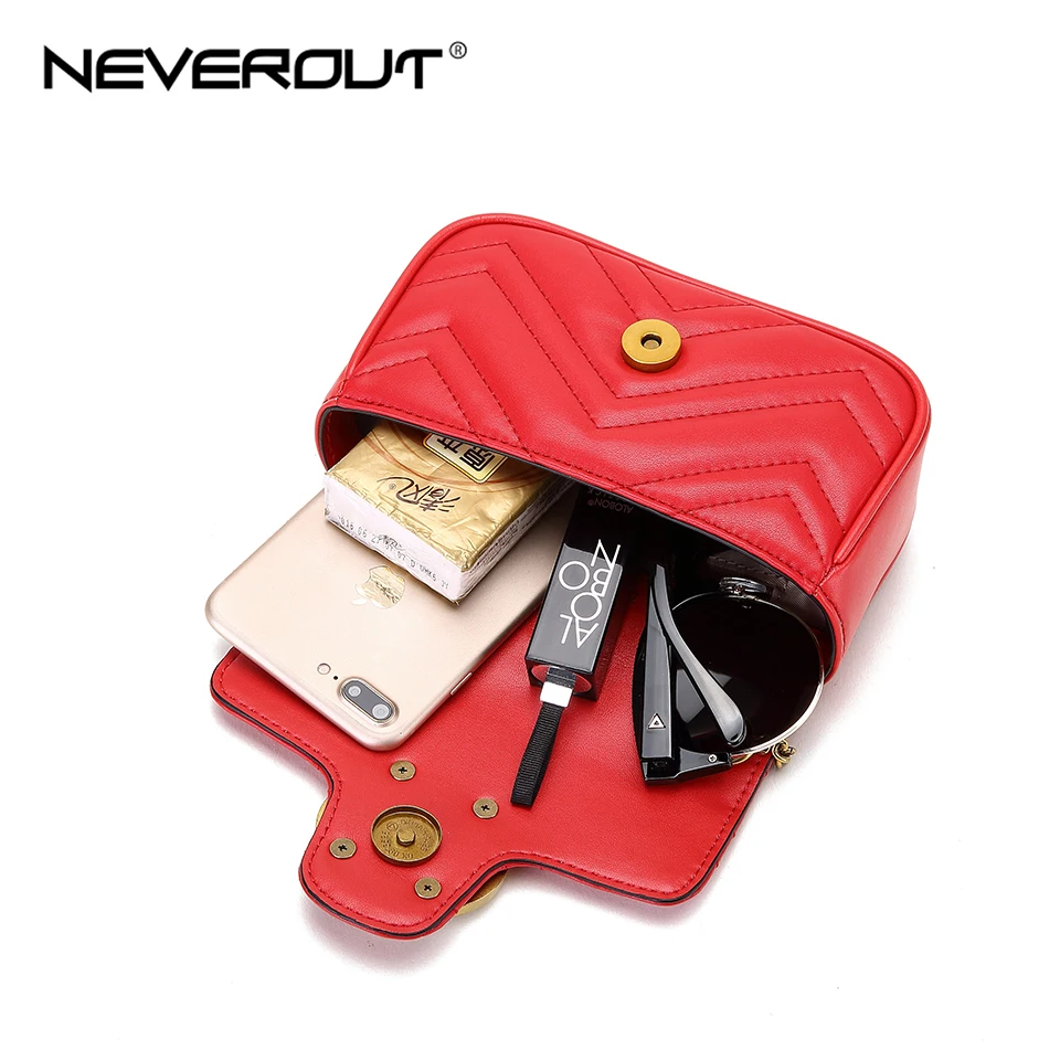 Женские мини сумки NEVEROUT стеганые на плечо из сплит кожи маленькая сумка через