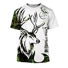 Футболка мужская с 3D принтом оленя, Охотничья рубашка, Повседневная, с коротким рукавом