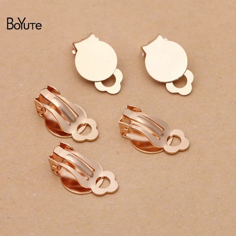 BoYuTe (100 шт./лот) металлический латунный без пирсинга зажим для ушей с 10 мм пустым