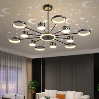 minimalist modern black gold starry sky led multi head branch chandelier for bedroom living study room restaurant home indoor
