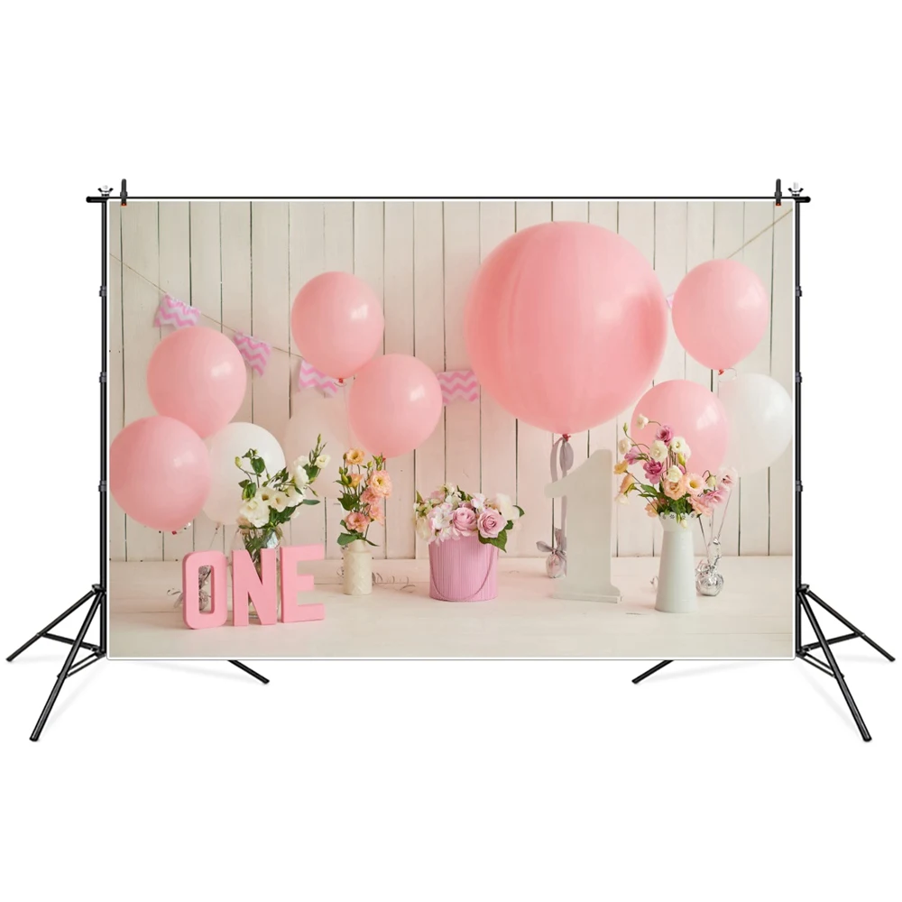 

Baby One 1st Birthday Balloons Planks Photography Backgrounds Photozone Photocall Photographic Backdrops For Home Photo Studio