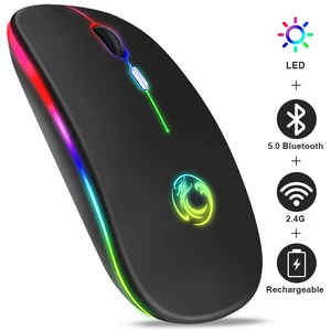wireless mouse bluetooth rgb rechargeable mouse wireless computer silent mause led backlit ergonomic gaming mouse for laptop pc free global shipping