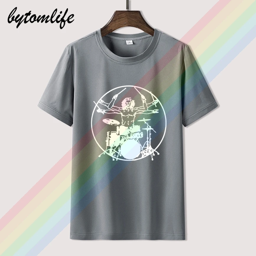 Да Винчи футболка с ударными рок-барабанщик Hombre Of Vitruvio Jugador Band футболки топы