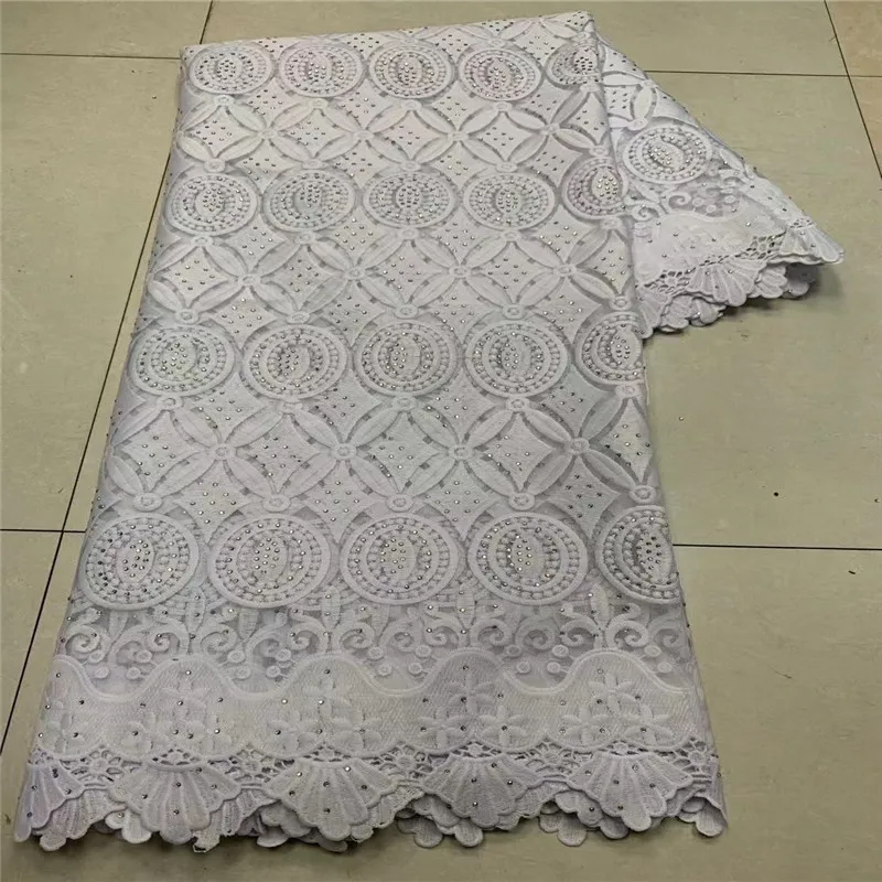 

African Tulle Lace Fabric 2021 High Quality Nigerian Guipure Lace Latest French Cord Lace Fabric With Stones For Wedding 5 Yards