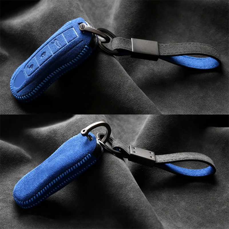 Замшевый Кожаный Автомобильный смарт-чехол для ключей с дистанционным