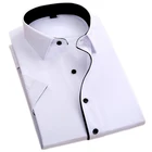 Мужская однотонная деловая рубашка, темно-синяя однотонная формальная рубашка из Твила, одежда для работы, 2019