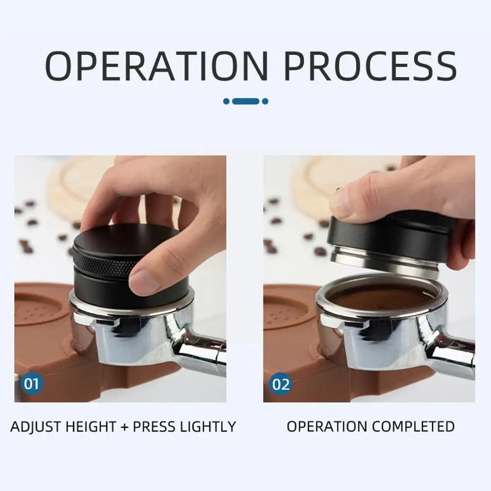 

304 Stainless Steel Coffee Tamper 51/53/58mm Adjustable Coffee Distributor Cloth Powder Tool Height Hammer Distribution Cof Q6G5