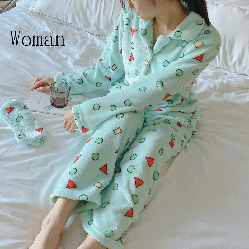 Фланелевые пижамы с героями мультфильмов женские зимние пара геометрических