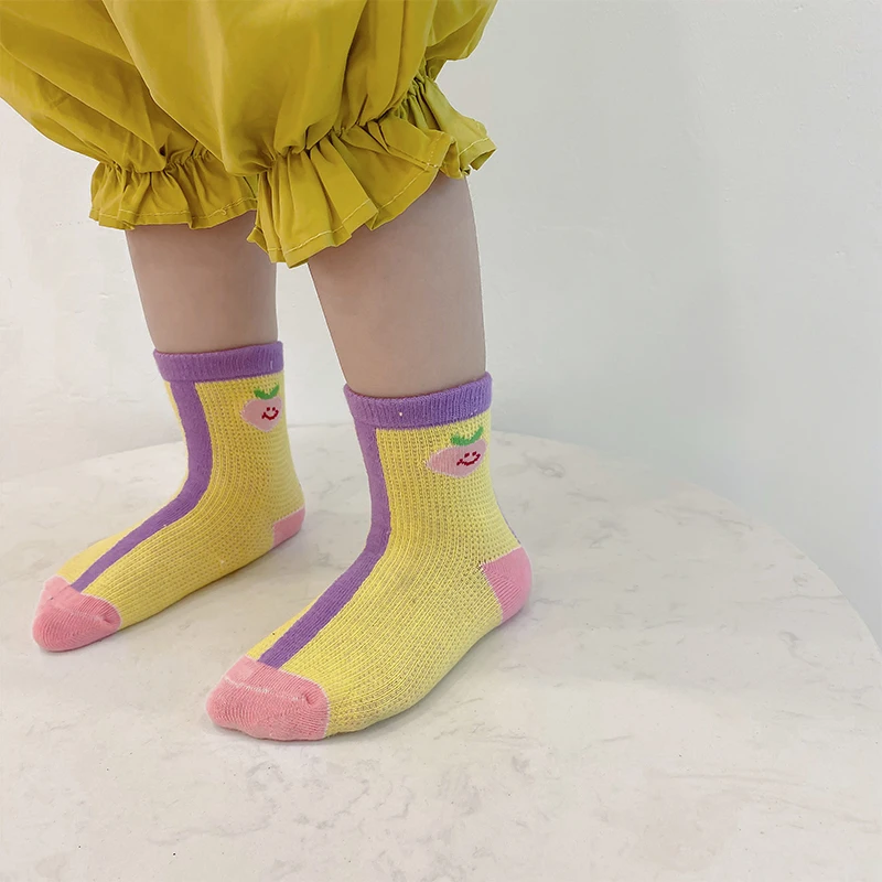 

4 Pairs Lot Kids Summer Short Socks With Print Children Toddler Girls Boys Funny Mesh Cute Cotton Kawaii Sock Baby Accessories