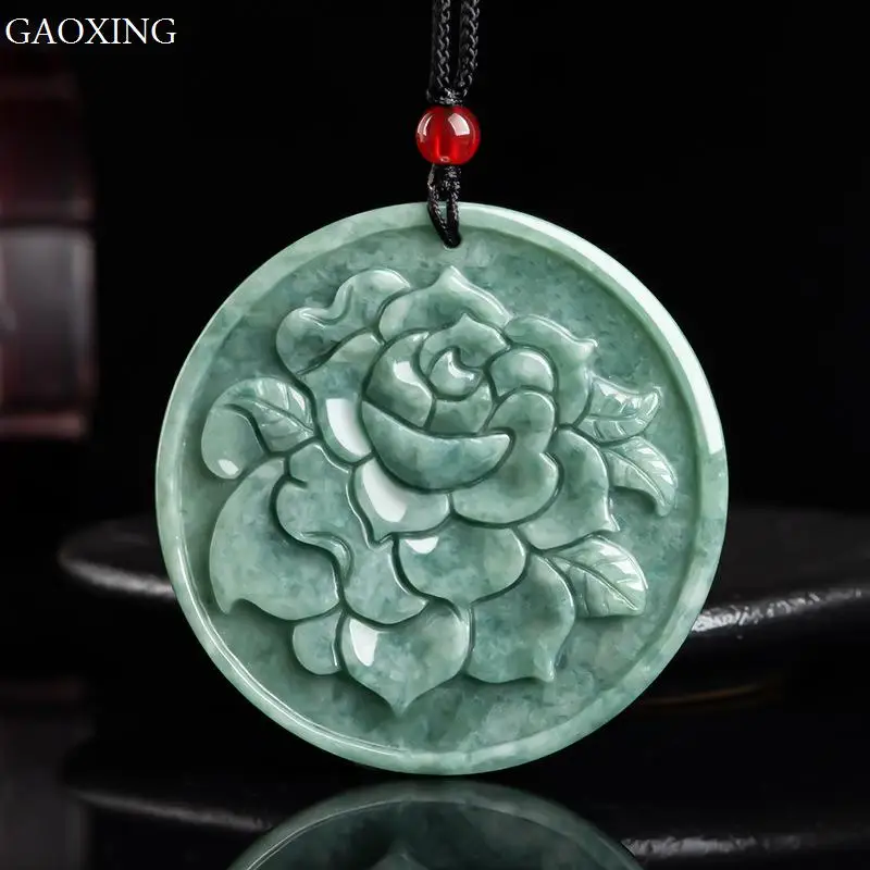 

Natural Jade Rose Flower Jewelry Pendant Men And Women Jade Jade Stone Jewelry Necklace Pendant Jewelry High-End Gifts