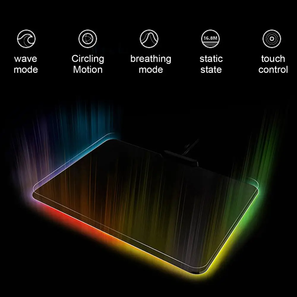 Проводной игровой коврик для мыши Besegad с подсветкой USB RGB нескользящий