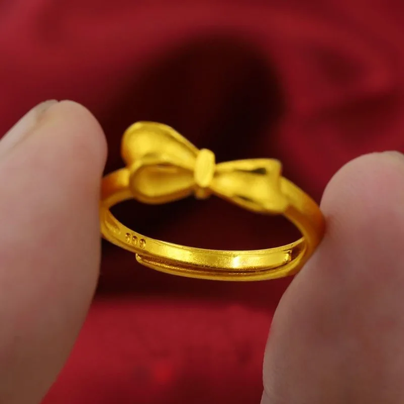 

Bow knot Anniversary Rings 18K Gold Rings for Women Romantic Gifts Elegant Accessories Daily Wearable Ring Hot