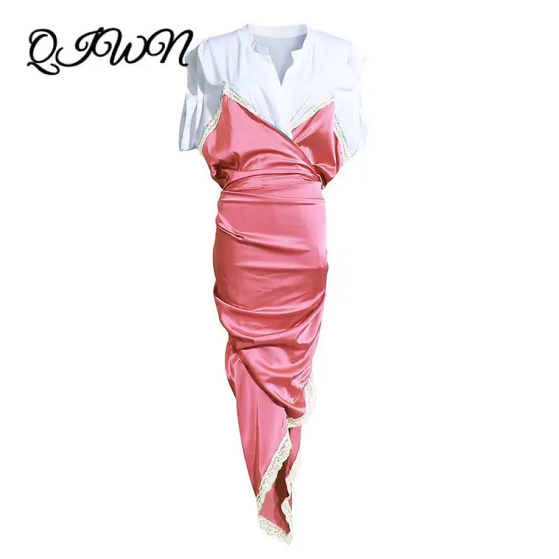 

Женское асимметричное платье на бретельках, модельное дизайнерское платье без рукавов с V-образным вырезом, лето 2020