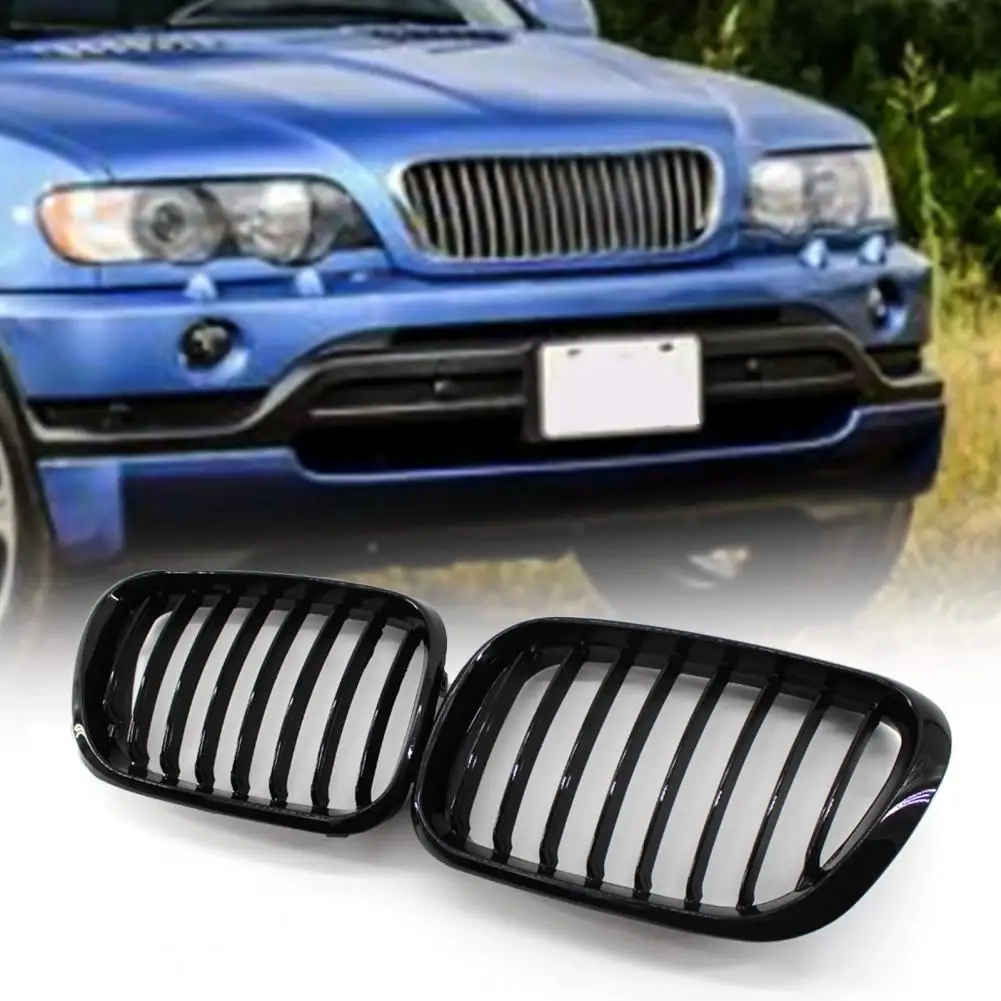 

1 Pair Front Grilles Single Line Rust-proof ABS Glossy Kidney Grilles 51138250052 51138250051 for BMW X5 Series E53 99-03