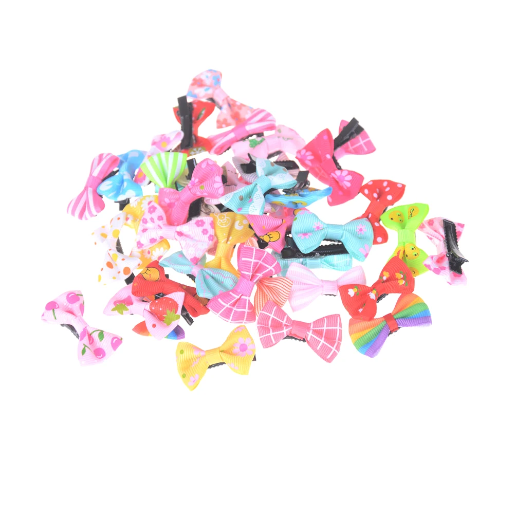 

10pcs Ribbon Hair Clip Colorful Barrettes Hairgrip Headwear Pet Dog Bows Girls Dog Hairpins Hair Accessories