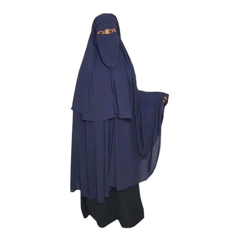 

Muslim Fashion Prayer Jilbab Femme Musulman Woven Fabric Three Layer Niqab With Integrated Hijab View Long Niqab Abaya Dubai