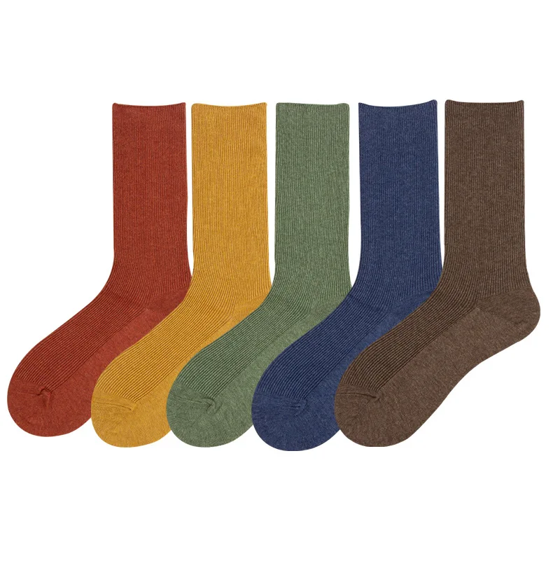 

New Cotton Women Socks Spring Autumn Fashion Solid Color Breathable Deodorant Wild Comfort Elastic Solid Crew Socks Women