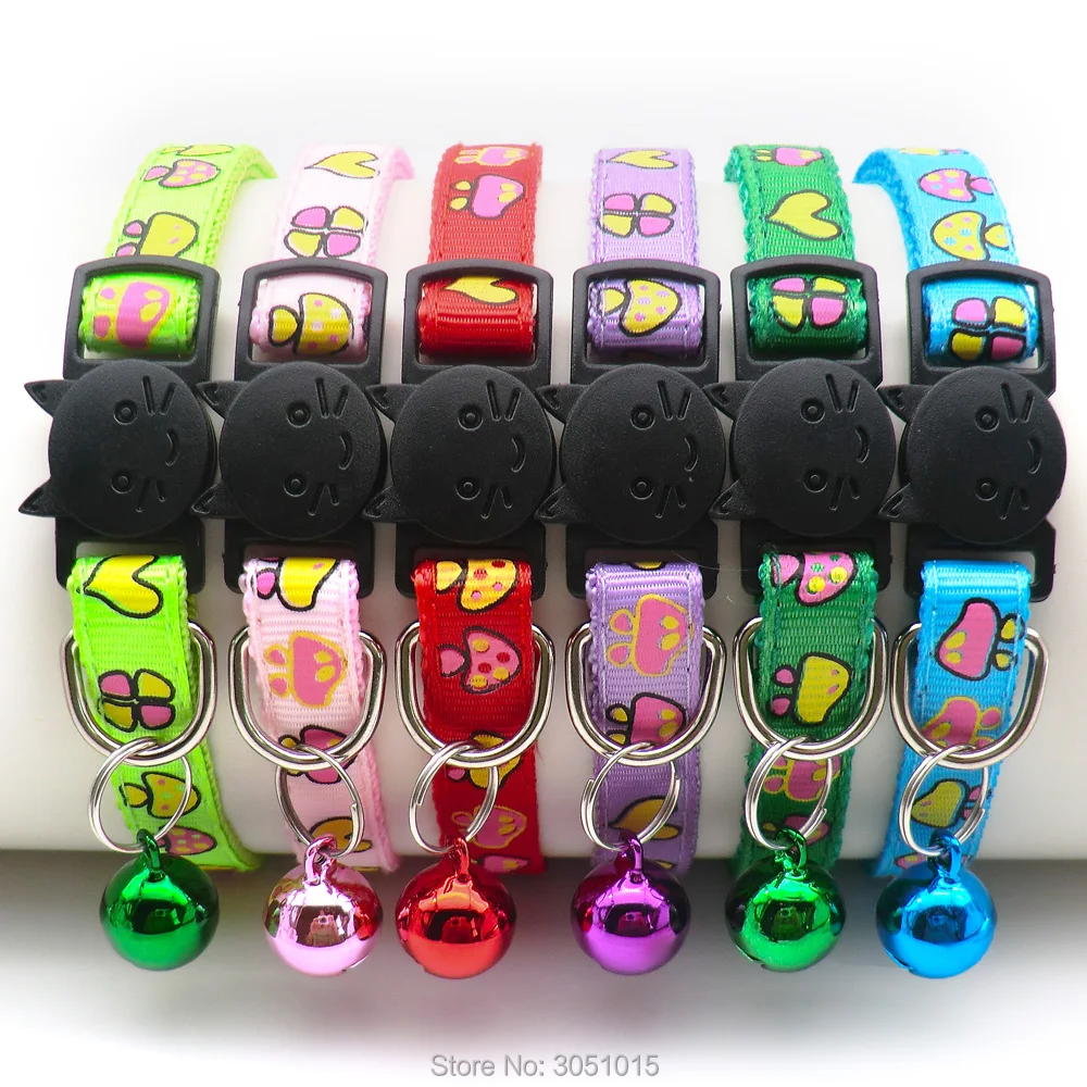 Оптовая продажа 100 шт кошачья мордочка Кнопка Регулируемый ошейник с