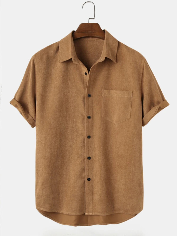 

Men Short Sleeve Button Up Lapel Vintage Shirt and Blouse