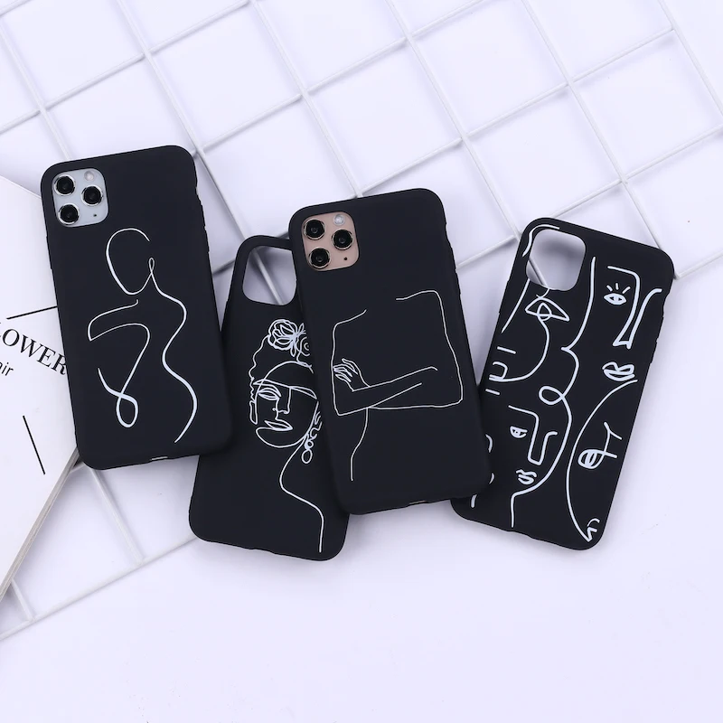 Elegant Beauty Curved Line Phone Cover For iPhone 14 14ProMax 14Plus 13Promax 13 12 11 Soft Silicone Case Fundas