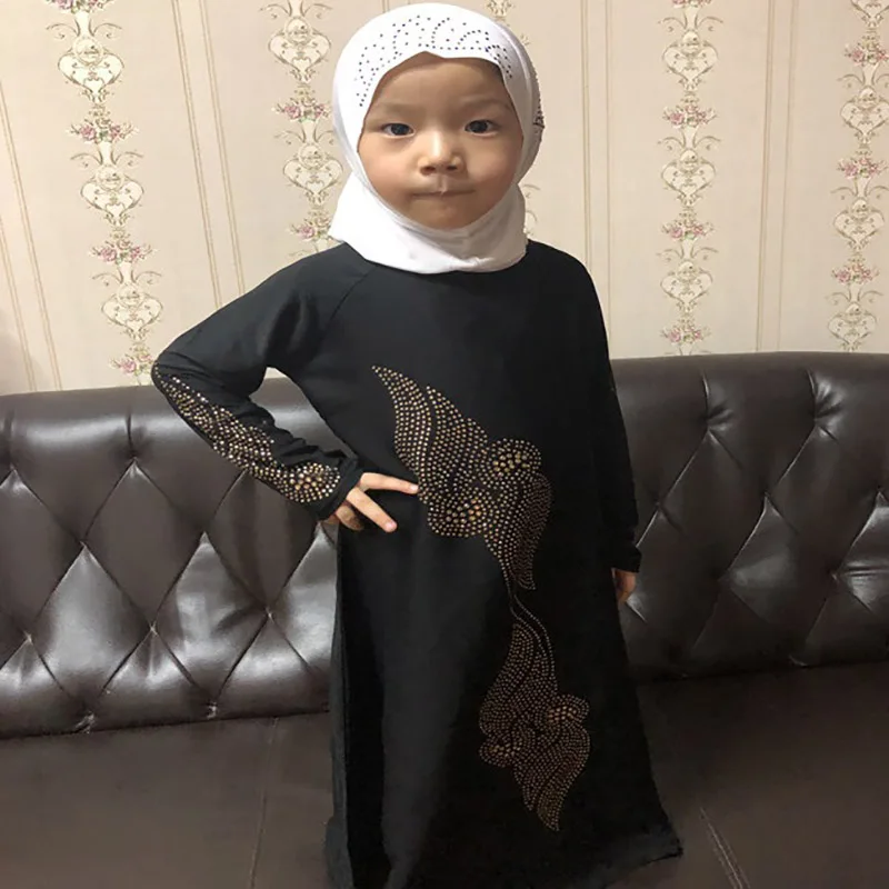 New Muslim Abaya Dubai Girl Robe Dress Hot Rhinestone Fashion 