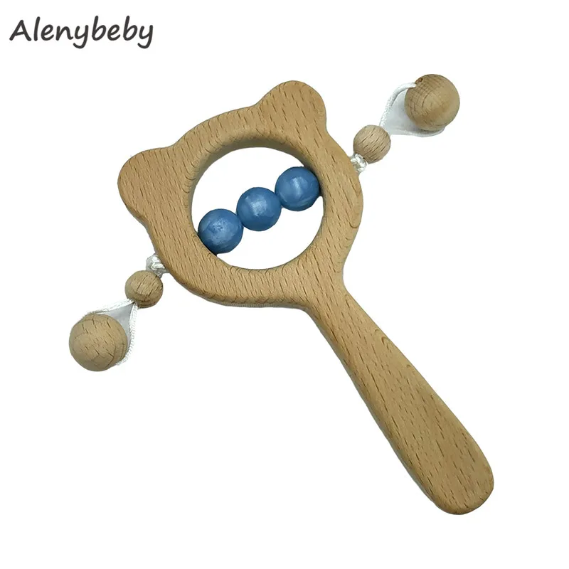 1 шт. Бук деревянная погремушка игрушки силиконовые бусины Прорезыватель для