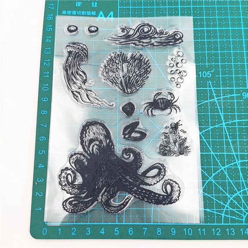 Подводный мир прозрачный силиконовый штамп/уплотнение для DIY декоративный