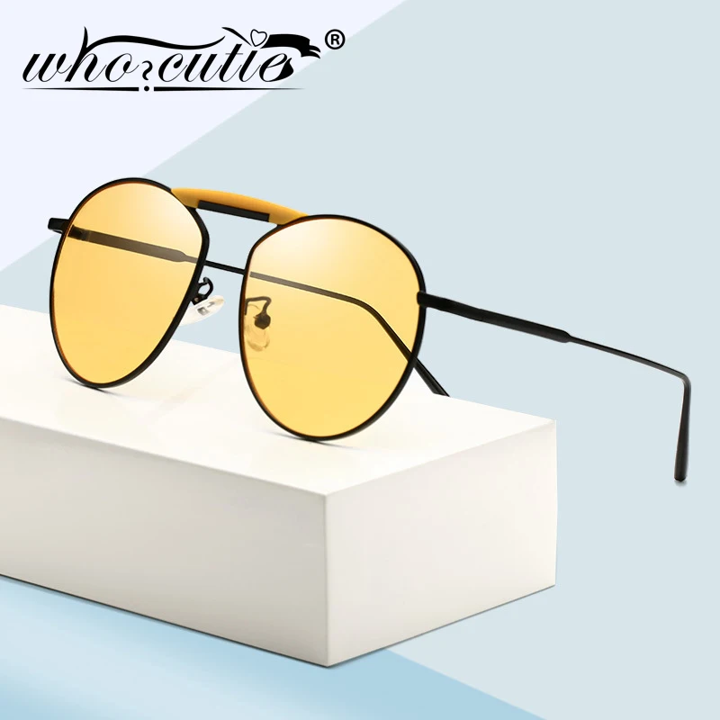 

Korea Fashion Trendy Pilot Sunglasses for Women Men 2019 Brand Design Retro Vintage Yellow Blue Lens 90s Sun Glasses Shades S125