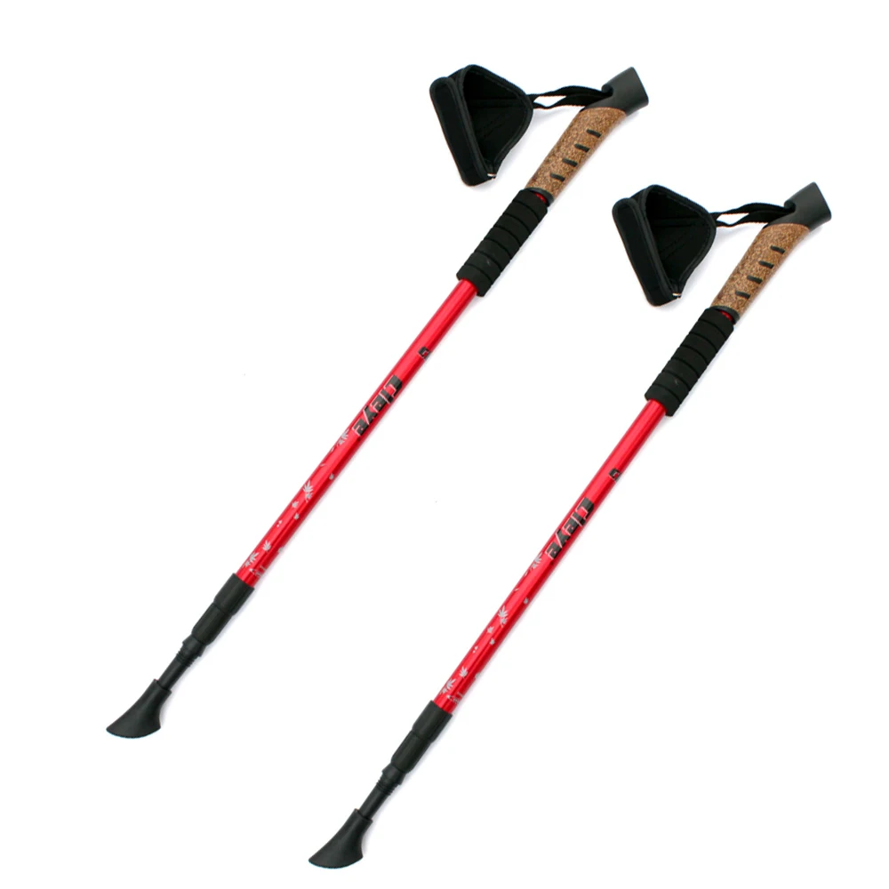 Красный 2 шт./лот палки для скандинавских прогулок телескопические палки для треккинга треккинговые палки ультра трости с резиновыми наконечниками регулируемые полосы - Цвет: Красный