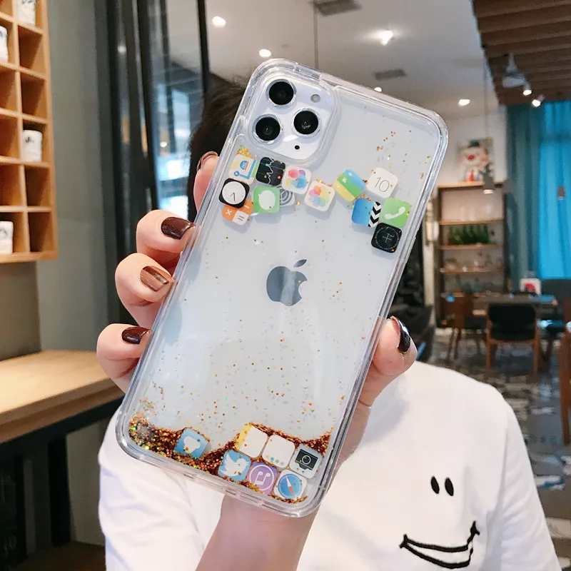 Для iPhone 11 Pro Макс жидкий мягкий прозрачный чехол для телефона оболочки 12 X XS XR MAX 6 6S