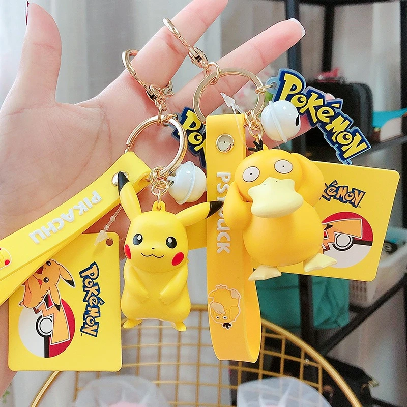 

Hot Sale Pokemon Genuine Action Figure Pikachu Keychain Pokemon Squirtle Psyduck Model Car Keychain Birthday Gifts