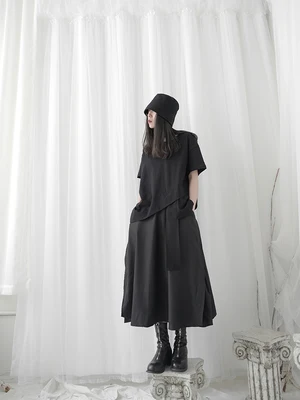 Женская Асимметричная футболка большого размера с белой лентой новая модная