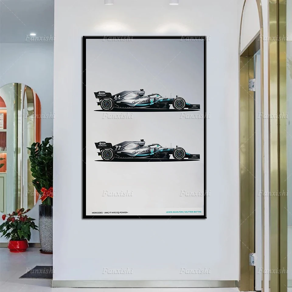 

Modern F1 Car Mercedes W10 Team - Legends Poster Wall Art Canvas Painting Hd Prints Modular Pictures Home Office Decor Man Gift