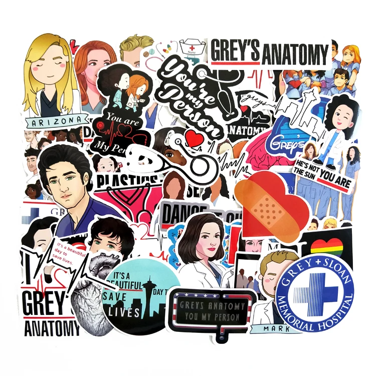 50 шт. ТВ-шоу GREYS Anatomy Забавный ПВХ водонепроницаемый автомобильный стикер для