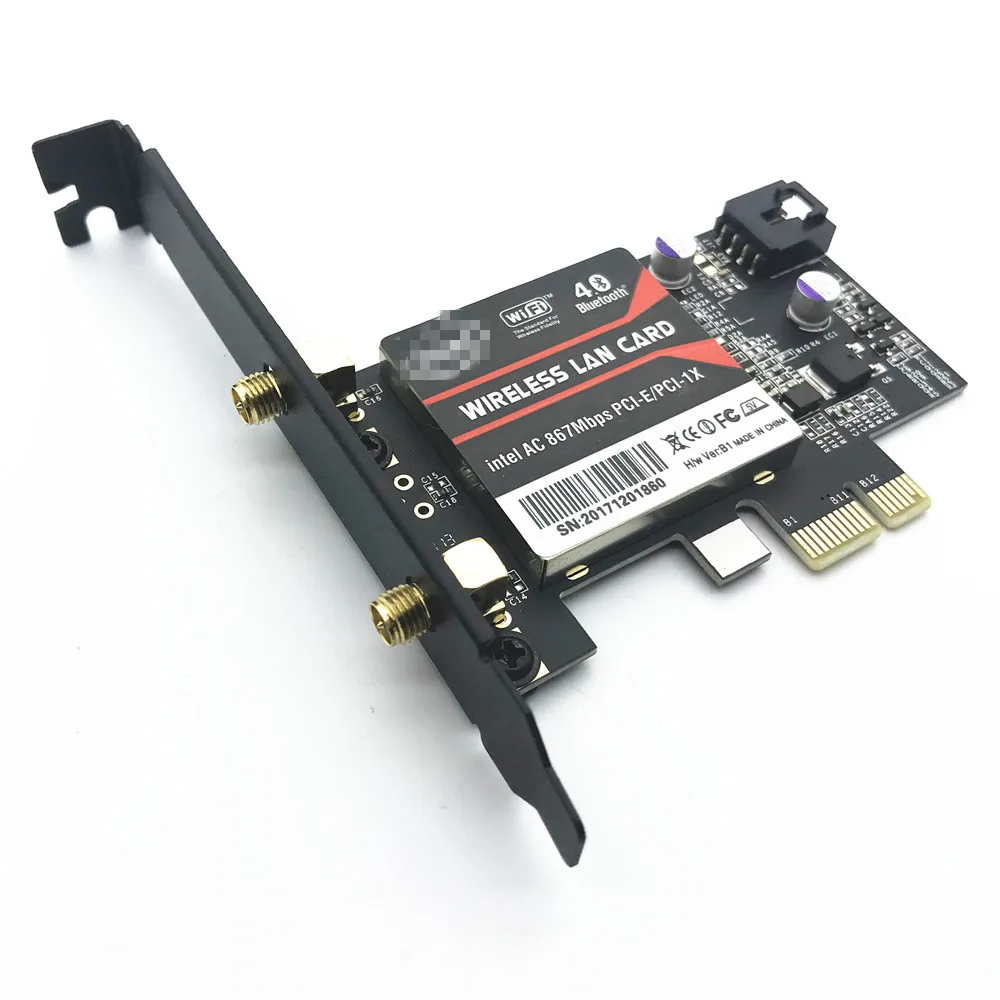 

Desktop PCI-E 1X 16X Card Adapter Intel 8260 867Mbps Band Dual 802.11ac Bluetooth 4.2