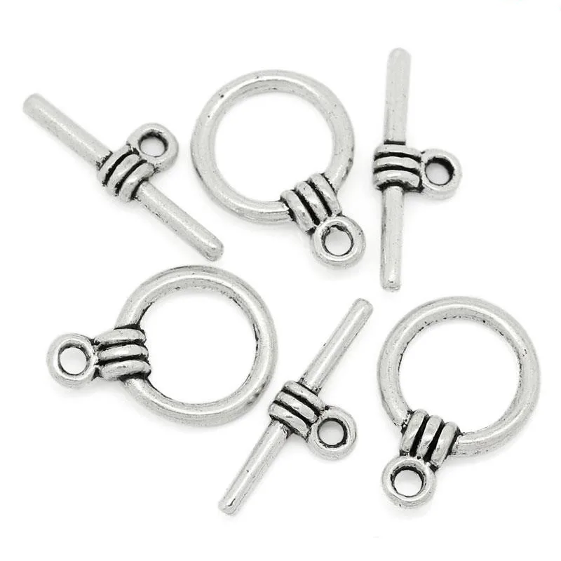 40 наборов Doreen Box Ring Toggle Clasps Znic сплав Серебряный цвет для DIY ювелирных изделий