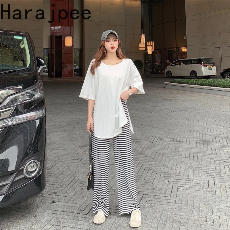 

Harajpee Pajamas Women's Summer Cotton Short Sleeve Trousers Simple Students Loose Breathable Comfortable Leisure Home Clothes