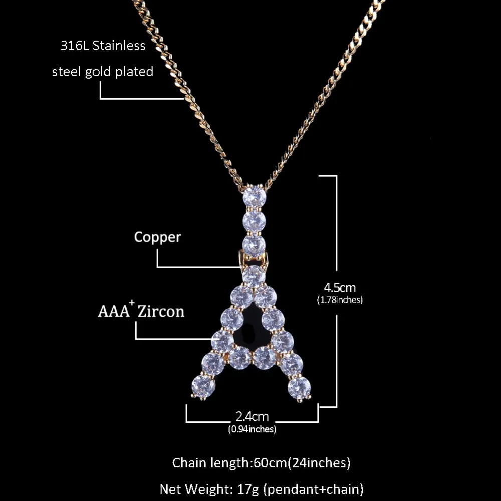 Распродажа 26 букв медные ледяные буквы с кристаллами и цепочкой Золотая подвеска