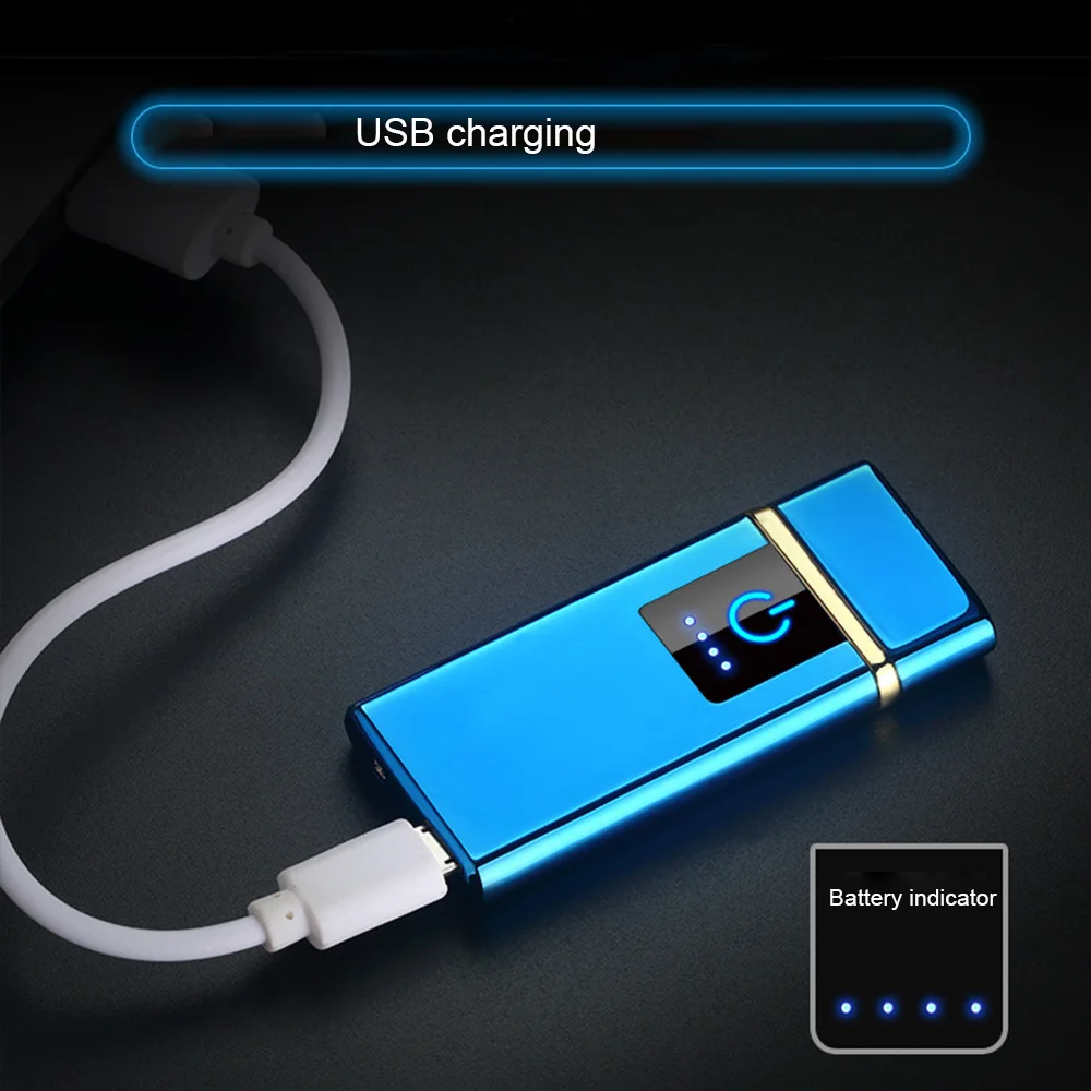 Двусторонняя Зажигалка usb зарядка сенсорный датчик переключатель ветрозащитный