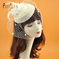 jm08 birdcage veil headpiece 2021 elegant women bridal hats cheap wedding bride hat face veils party prom hat women fascinator