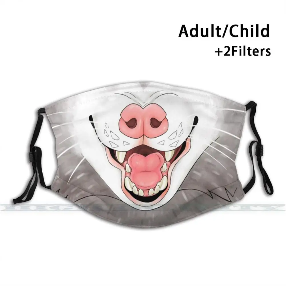 

Многоразовая маска для лица Opossum с 3d принтом, моющаяся маска для лица с фильтром, Пылезащитная маска для лица, маска для лица с животными