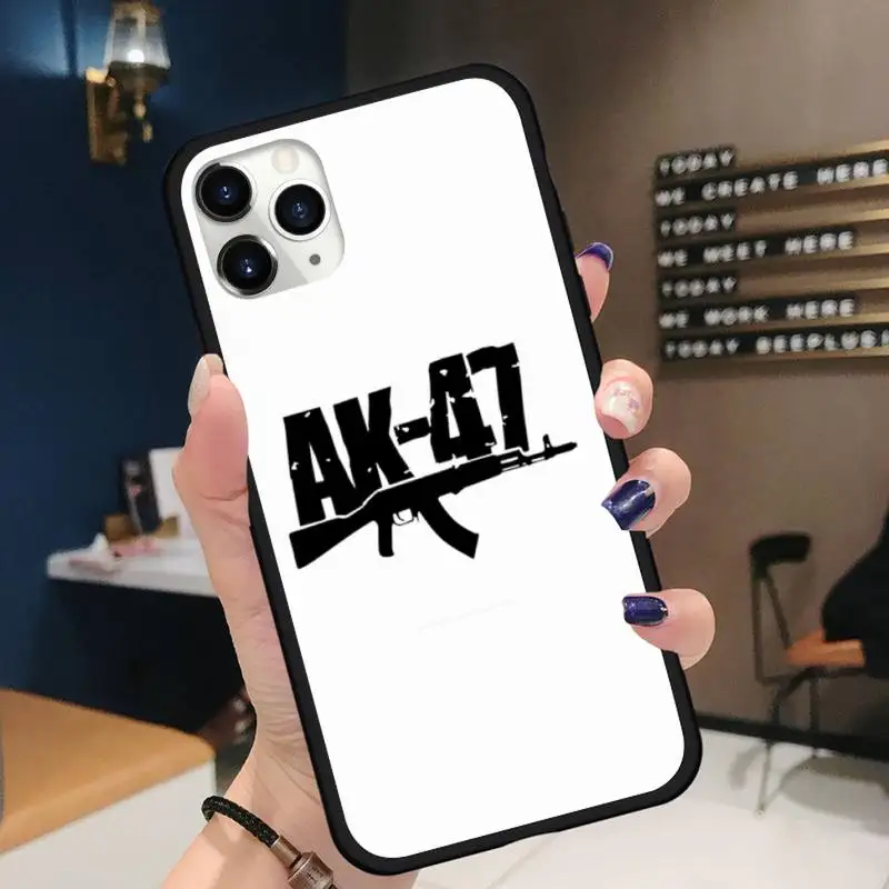 

Mechanical weapon AK47 Gun Phone Cases for iPhone 11 12 pro XS MAX 8 7 6 6S Plus X 5S SE 2020 XR Soft silicone