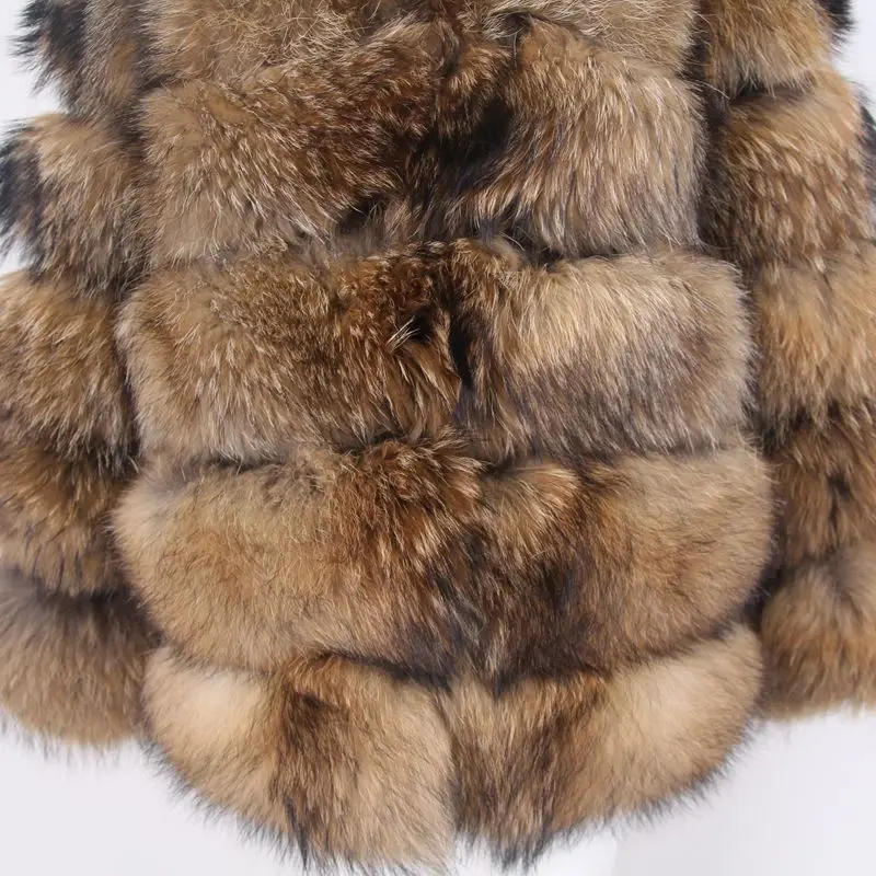 QIUCHEN PJ1911 New arrival high quality real raccoon fur coat with collar. long styles women winter coat keep warm
