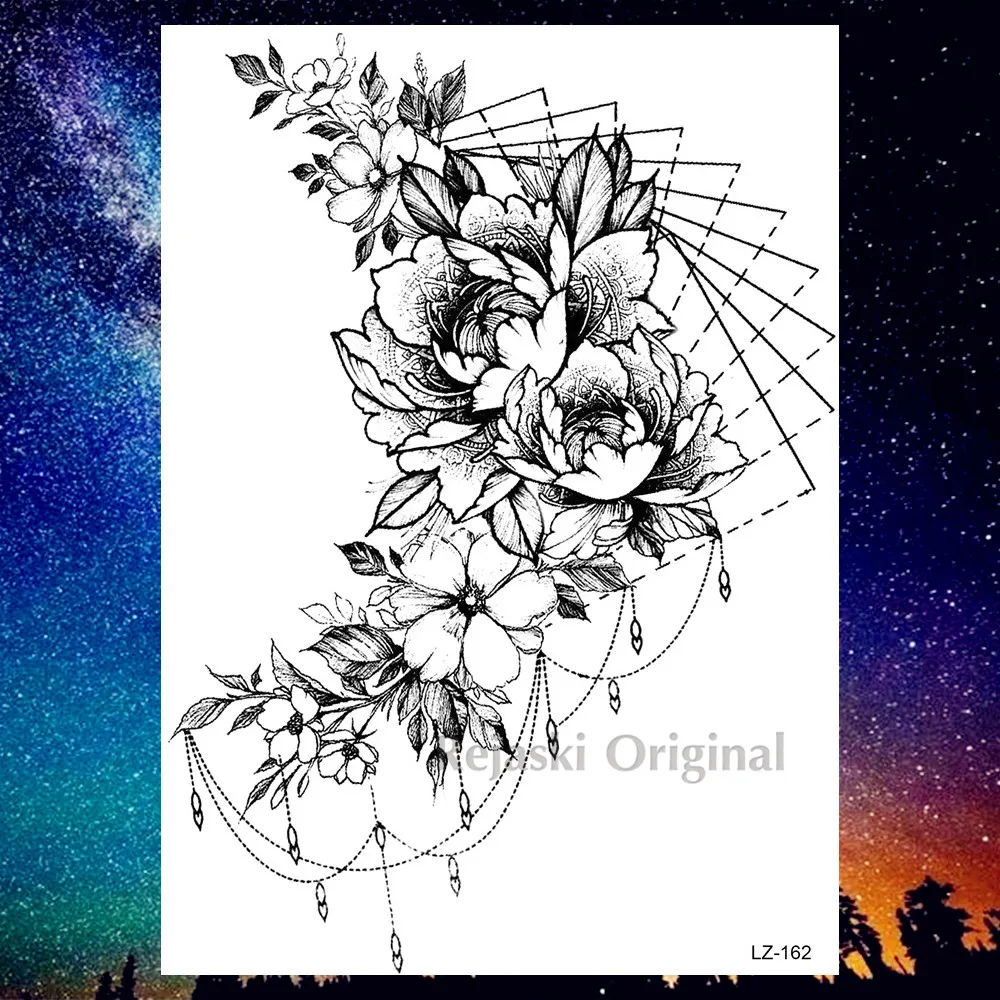 PLZ162 DIY Geometric Wolf Temporary Tattoos For Women Men Body Art Arm Tattoos Sticker Realistic Fake Dreamcatcher Coyote Flower Tatoos - Цвет: PLZ162