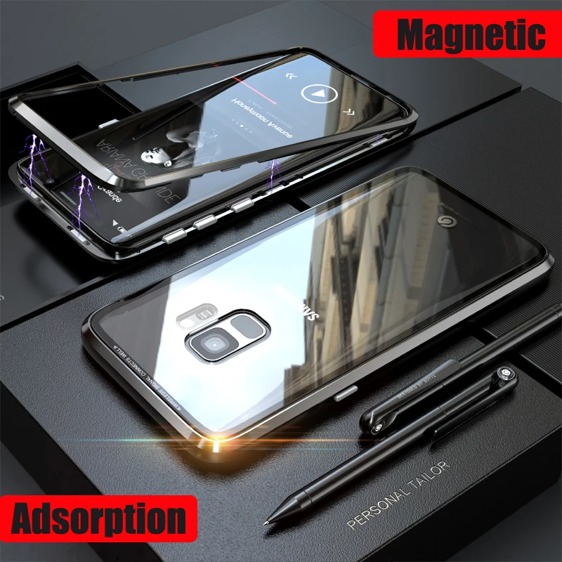 360 Magnetic Glass Metal Case for Samsung Galaxy Note 10 Pro S10 Plus S9 S8 S10plus Lite 9 Magnet Flip Tempered Cover |
