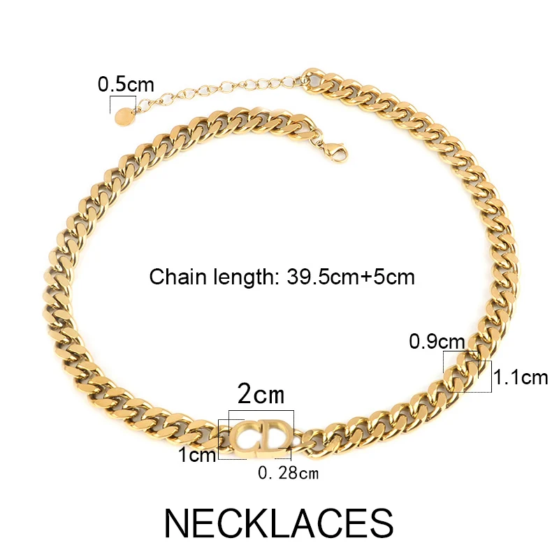 

Ladies Chain Necklace Stainless Steel Fashion Chain Girl Gift Jewelry New 2021 Cuban Chain Jewelry Letter Hip Hop Punk Non-Fade