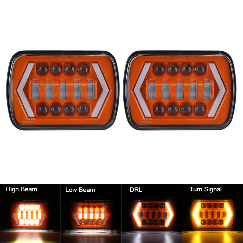 Фары прямоугольный светодиодный 55 Вт 5x7 &quot6X7&quot Замена фары дальнего света для Jeep
