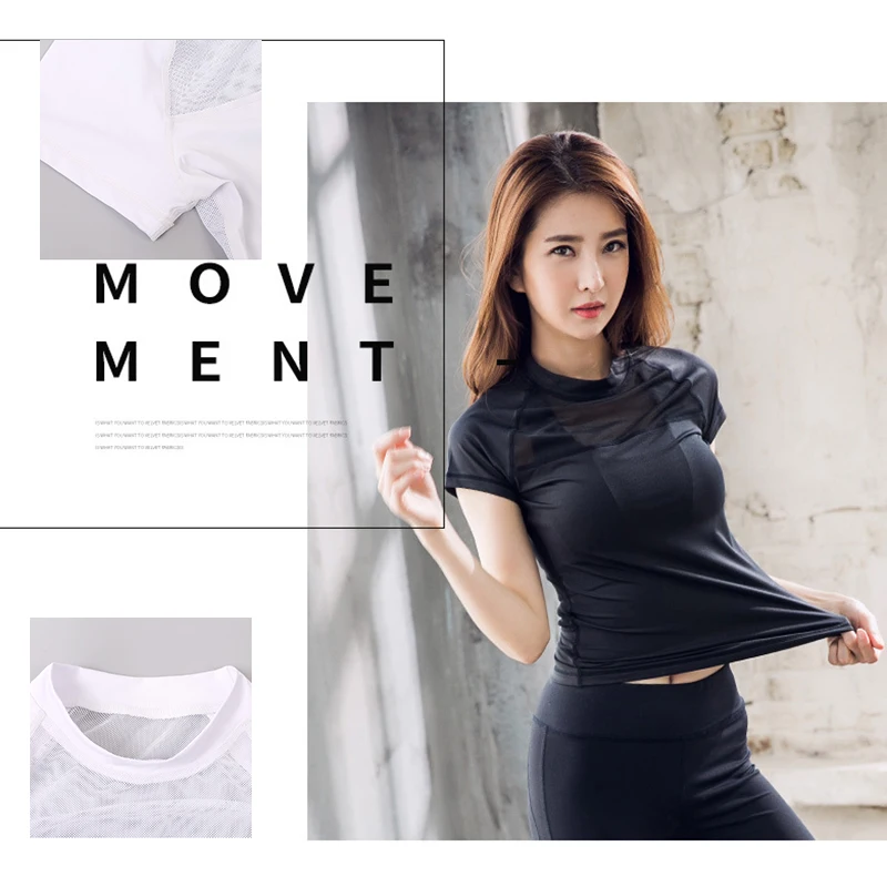 Сетчатые топы для йоги спортивная рубашка Женский Топ фитнеса тренажерного зала