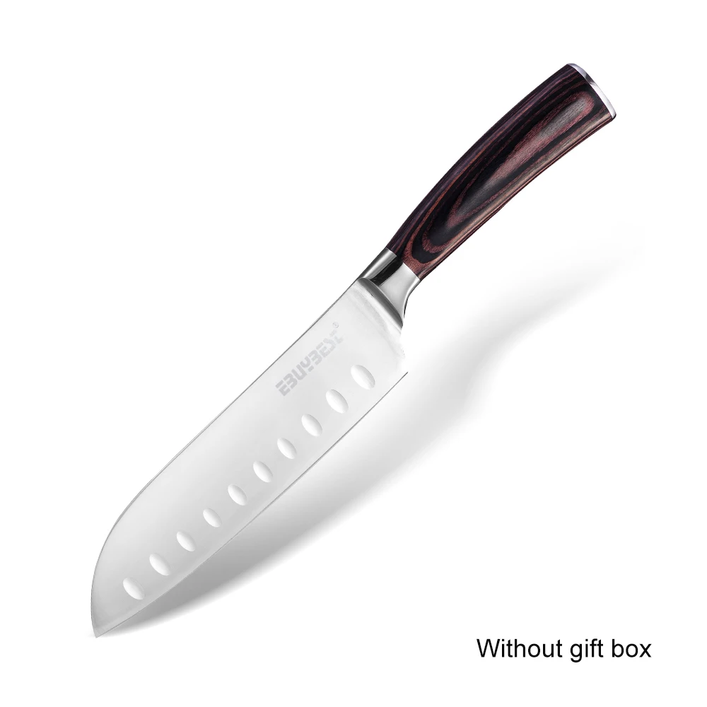 Without gift box Японские кухонные ножи из нержавеющей стали 7 дюймов, кухонный нож 8 дюймов, нож шеф-повара Santoku, нож для суши, мяса, сашими, инструменты для приготовления пищи - Цвет: Without gift box