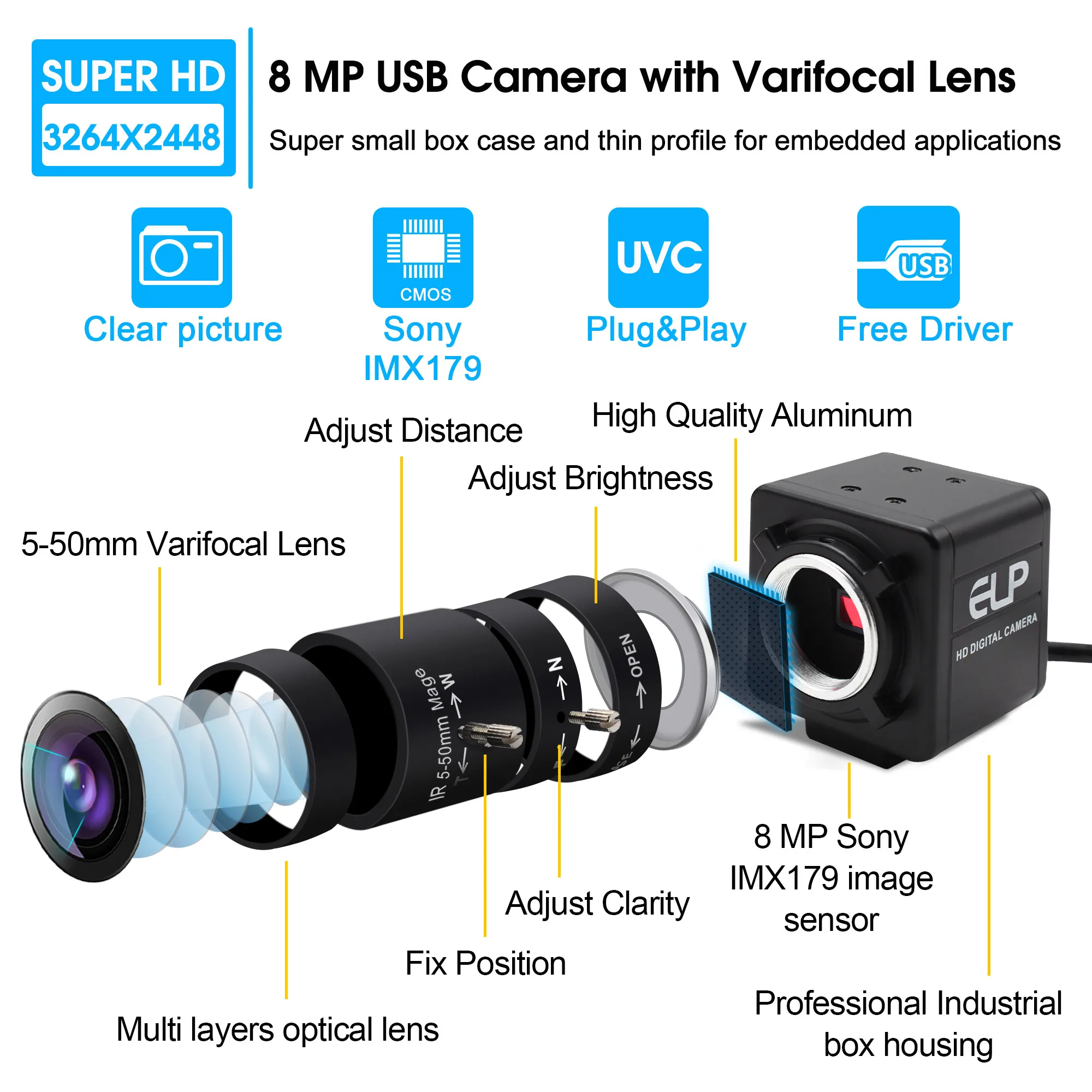 8 мегапиксельная USB камера SONY IMX179 CMOS датчик веб с 2 0 для ПК видеокамера МП
